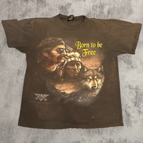 1993 Born to be free 3D emblem Biker T Shirt - Picture 1 of 5